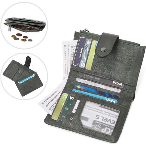 Small Wallet for Women Leather Bifold Multi Mini Card Holder Organizer - Picture 3 of 6